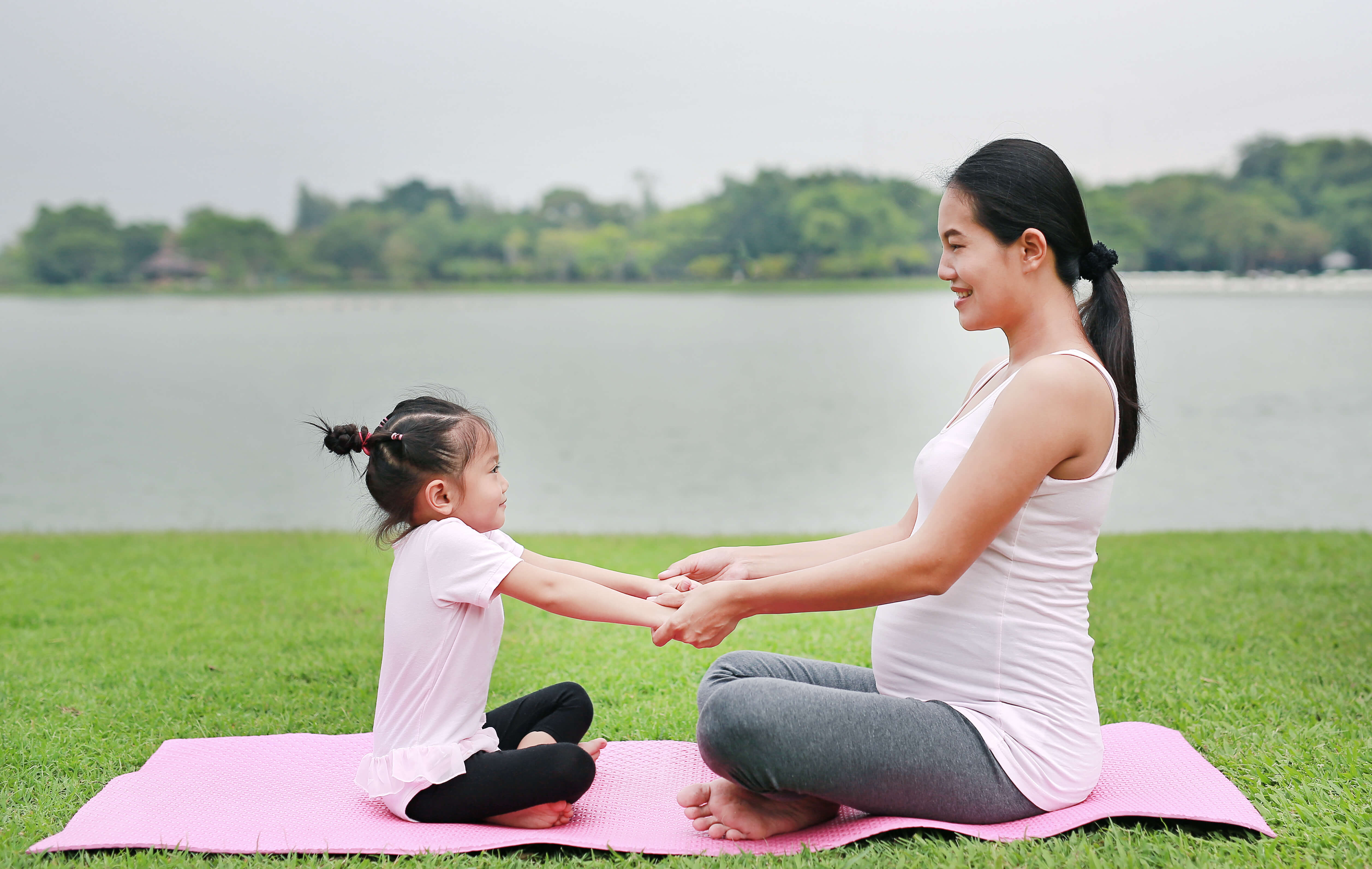 Pregnant mother doing yoga with daughter | B3 PT